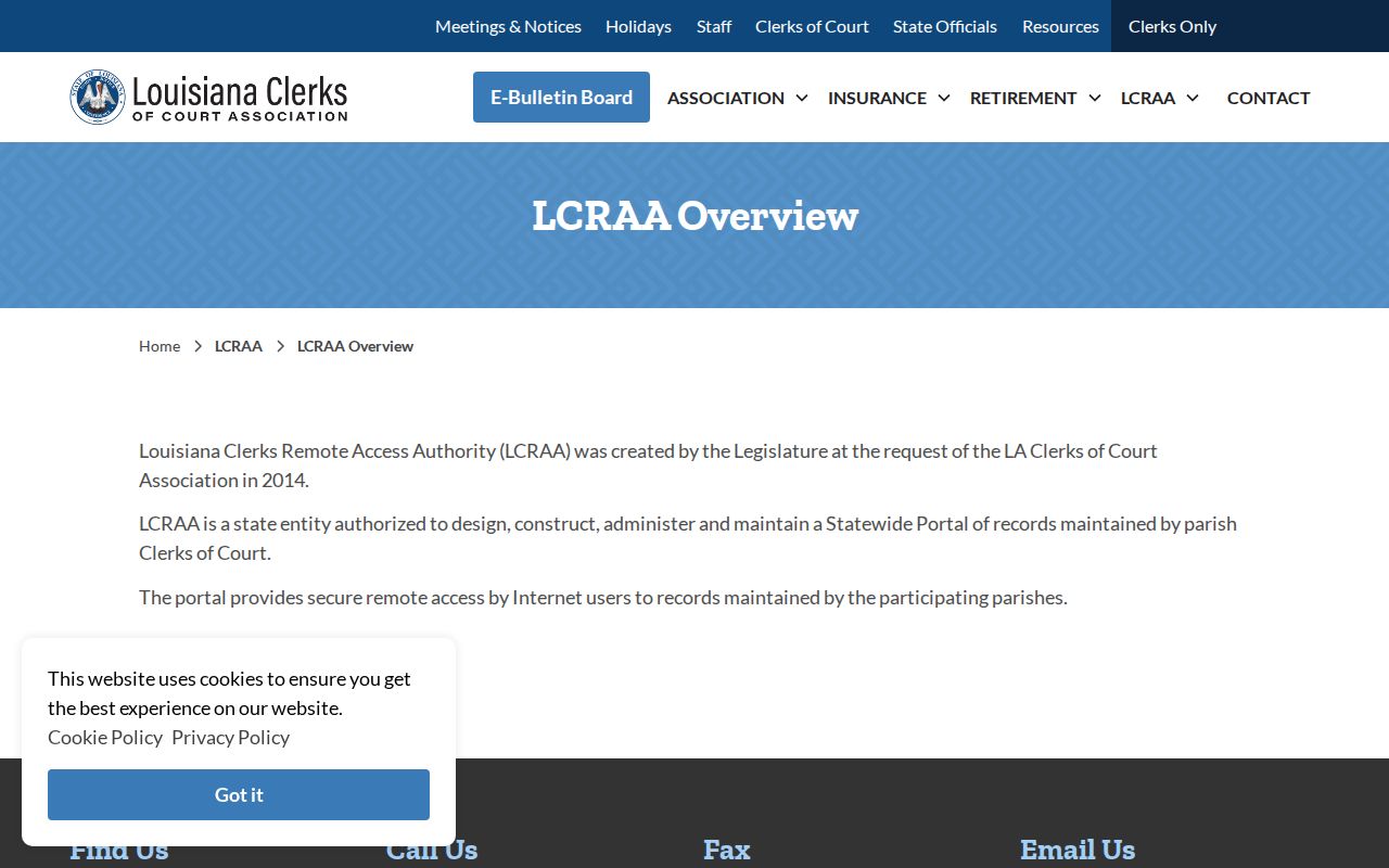 Webster Parish case search LCRAA statewide clerk records access overview