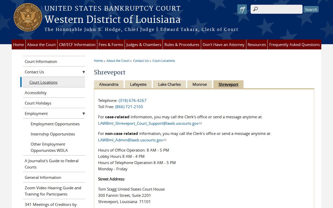 Webster Parish court records bankruptcy Shreveport Division source