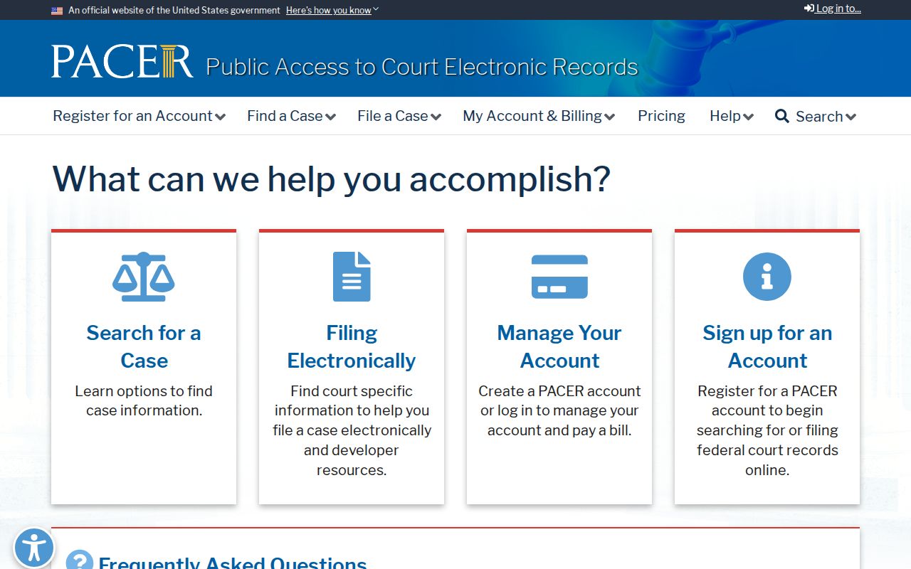 Webster Parish court records federal PACER access source