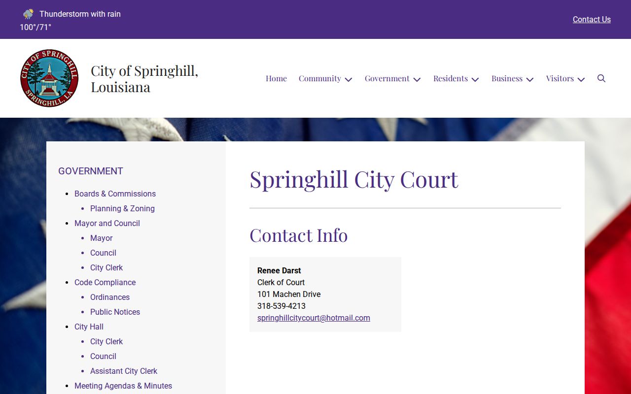 Springhill court docket City Court clerk access