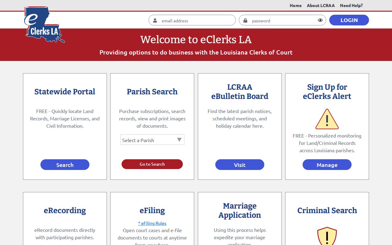 Webster Parish court docket statewide clerk portal access